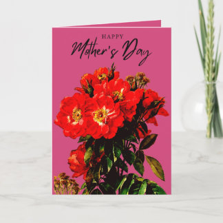 Boho Chic Moederdag Red Roses Bouquet Magenta Kaart