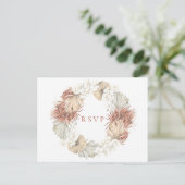 Boho-Chic Natural Wreath Wedding RSVP Song Request Uitnodiging Briefkaart (Staand voorkant)
