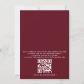 Boho Chic Navy Burgundy Bloemencode QR Code Huweli Kaart (Achterkant)