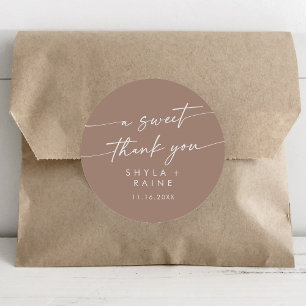 Boho chic neutraal taupe een zoete dank u gunst ronde sticker