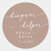 Boho Chic Neutral Taupe Hangover Helper Favor Ronde Sticker (Voorkant)