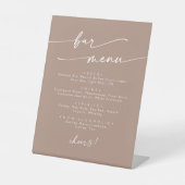 Boho Chic Neutral Taupe Wedding Bar Reclamebord Met Voetstuk (Voorkant)