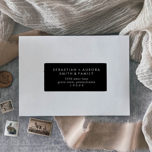 Boho Chic noir foncé Étiquettes de adresse invités