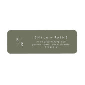 Boho Chic Olijf Groen Monogram Adresetiketten Etiket (Voorkant)