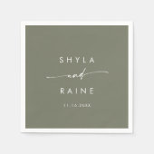 Boho Chic Olijf Groen Monogram Bruiloft Servetten (Voorkant)