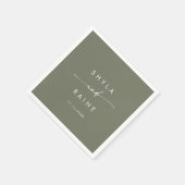 Boho Chic Olijf Groen Monogram Bruiloft Servetten (Hoek)