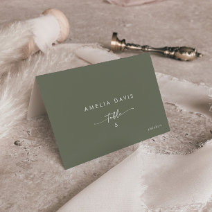 Boho Chic Olive Green Nom de l'invité Place Cartes
