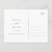 Boho Chic Olive Groen Bruiloft Save the Date Uitnodiging Briefkaart (Achterkant)