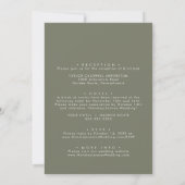 Boho Chic Olive Groen Voor- en Achterbruiloft Kaart (Achterkant)