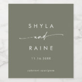 Boho Chic Olive Vert Mariage Vins Étiquettes (Étiquettes simples)