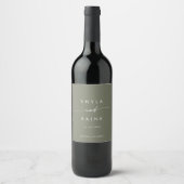 Boho Chic Olive Vert Mariage Vins Étiquettes (Devant)