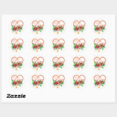 Boho Chic Open Hart Gevuld met Liefde en Bloemen Ronde Sticker (Vel)