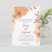 Boho Chic Orange Floral Faire-part de mariage (Debout devant)