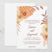 Boho Chic Orange Floral Faire-part de mariage (Devant / Derrière)