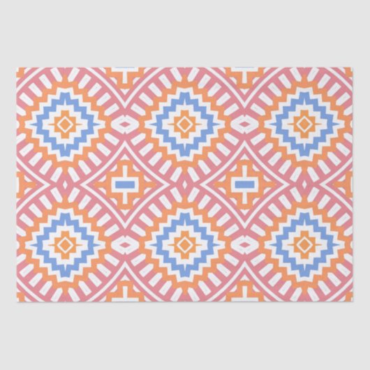 Boho Chic Oranje Pink Yellow Ethnic Geometric Tissuepapier (Voorkant)
