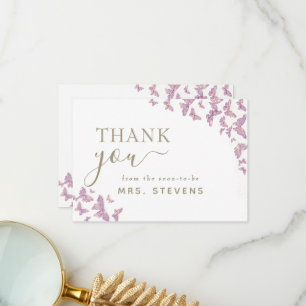Boho Chic Paars Butterfly Vrijgezellenfeest Dank u Bedankkaart