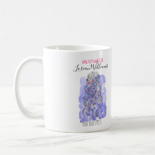 Boho Chic Paarse bruid kapsel Waterverf Bloemen Koffiemok