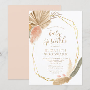 Boho Chic Pampas Gras Gouden Lijst Baby Sprinkle Kaart