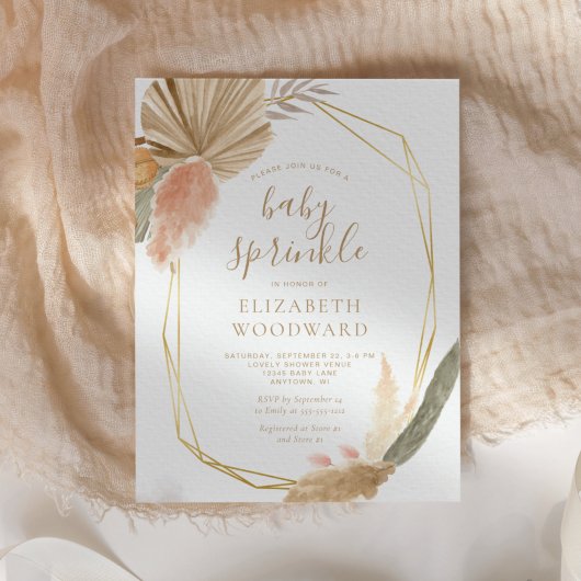 Boho Chic Pampas Grass Baby Sprinkl Invitation
