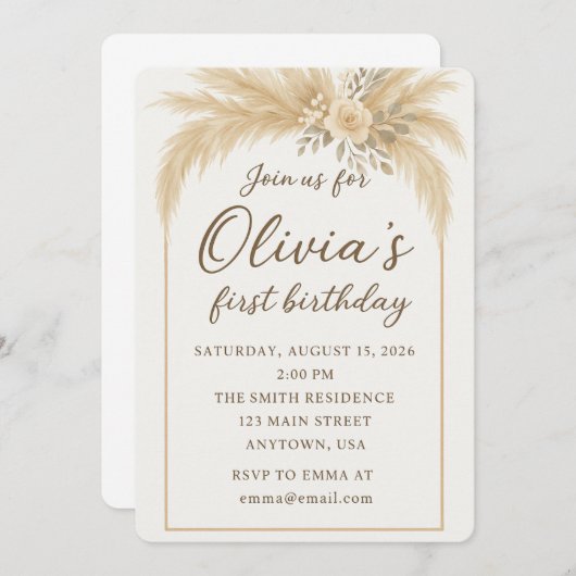 Boho Chic/Pampas Grass Kaart (Voorkant / Achterkant)