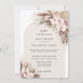 Boho Chic Pampas Grass Orchid Floral Arch Wedding Kaart (Voorkant)