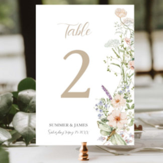 Boho Chic Pastel Wildflower Floral Garden Wedding Kaart