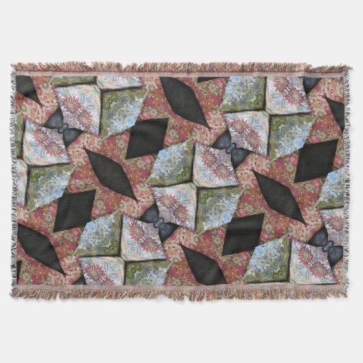 Boho Chic Patchwork Patroon Aardse Multi Kleur Deken (Voorkant)