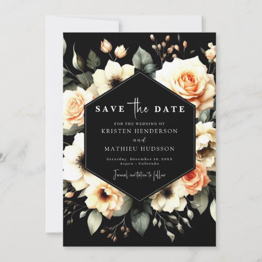 Boho Chic Peach bruiloft Save The Date (Voorkant)