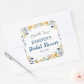 Boho Chic Perzik Bloem Bruidsfeestje Vierkante Sticker (Envelop)