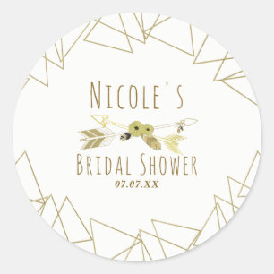 Boho Chic Pijlen & Gouden Geometrische Driehoeken Ronde Sticker