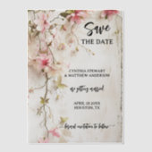 Boho Chic Pink Floral Bewaar de datum Vellum Uitnodigingen (Voorkant)