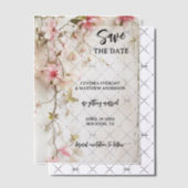 Boho Chic Pink Floral Bewaar de datum Vellum Uitnodigingen (Offset (Uitnodiging))