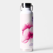 Boho Chic Pink Floral Water Fles (Voorkant)