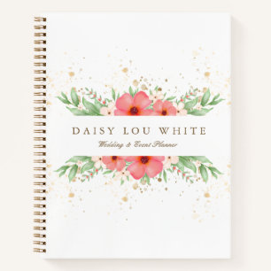 Boho Chic Pink & Ivory Greenery Floral Business Notitieboek