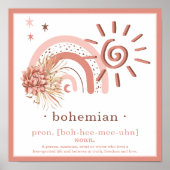 Boho Chic Pink Sun | Rainbow Bohemian Definition Poster (Voorkant)