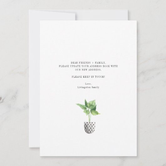 Boho Chic Plantes Nous avons déménagé Faire-part (Dos)