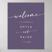 Boho Chic Plum Paarse DIY bruiloft welkom teken Poster (Voorkant)