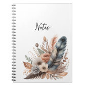 Boho Chic Plumes et fleurs Carnet pour elle (Devant)