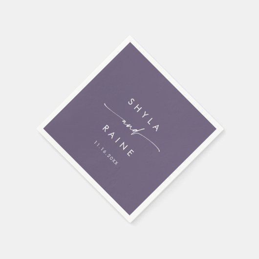 Boho chic pruim Paarse Monogram bruiloft servetten (Hoek)