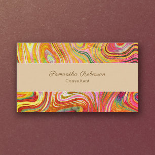 Boho Chic Rainbow Gold Grunge Swirling Abstract Visitekaartje