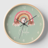 Boho Chic Rainbow Lion Baby Naam Sage Green (Voorkant)