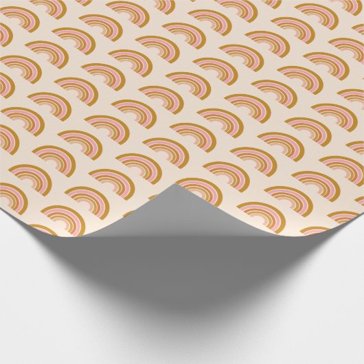 Boho Chic Rainbow Pattern in Blush en Terracotta Cadeaupapier (Hoek)