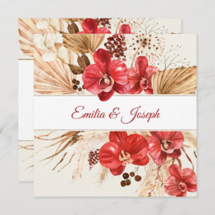 Boho chic red orchid herfst custom Wedding Kaart