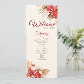 Boho chic red orchid herfst custom Wedding Program Programma (Staand voorkant)