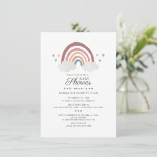 Boho Chic Regenboog Script Baby Shower Uitnodiging