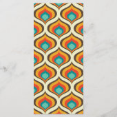 Boho Chic Retro 70's Blauwgroen bruiloft Menu (Achterkant)