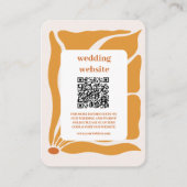Boho Chic Retro Bloem Bruiloft Qr code Informatiekaartje (Voorkant)