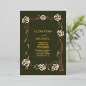 Boho Chic Retro Bloemen Retro Folie Uitnodiging (Staand Voorkant)