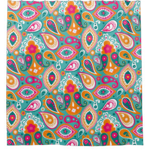 Boho Chic Retro Hippy Paisley Douchegordijn