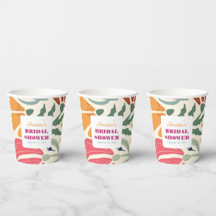 Boho Chic Retro Kleurrijke Bloem Bruidsdouche Papieren Bekers